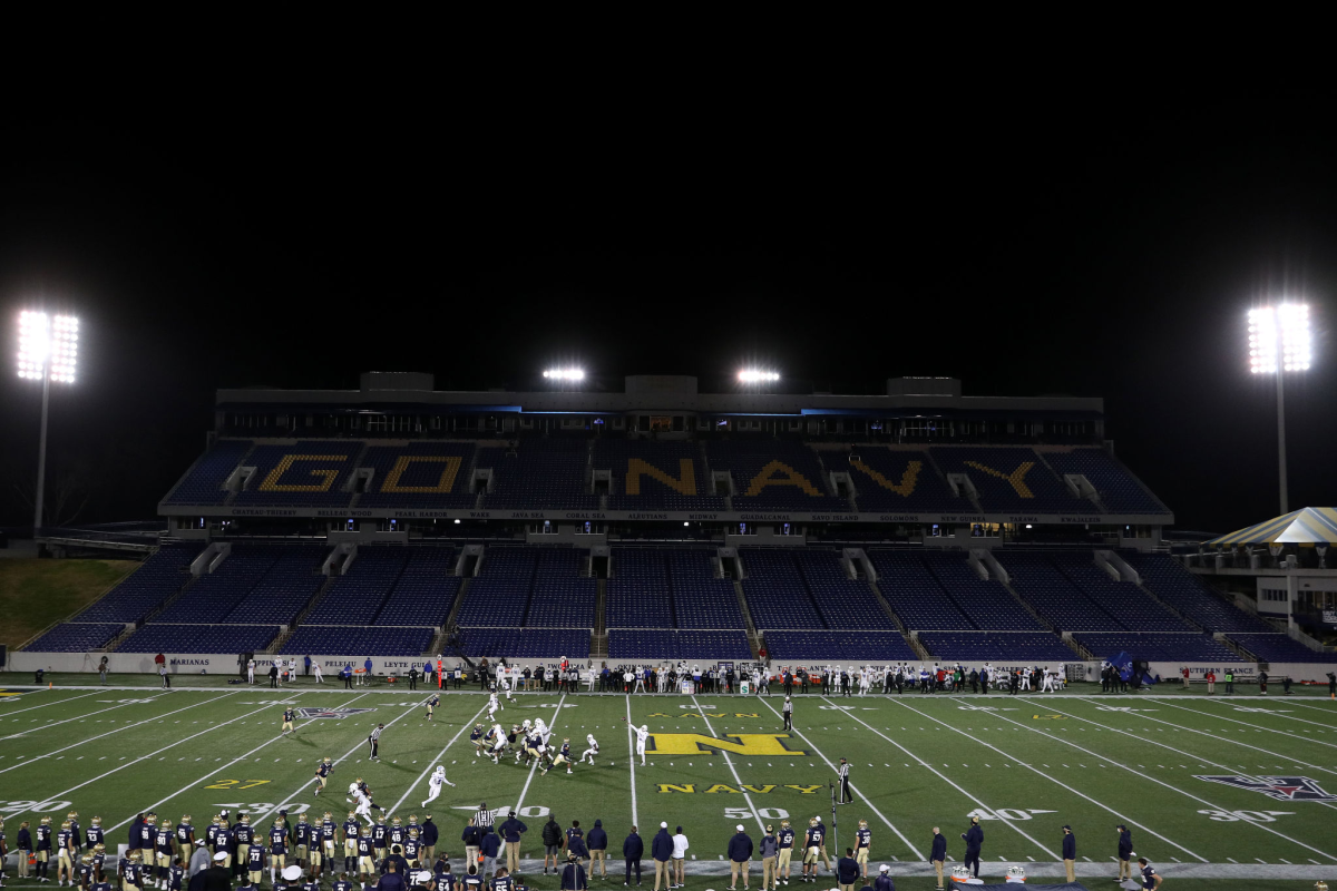 Memphis and Navy play in an empty Navy-Marine Corps Memorial Stadium on Nov. 28.
