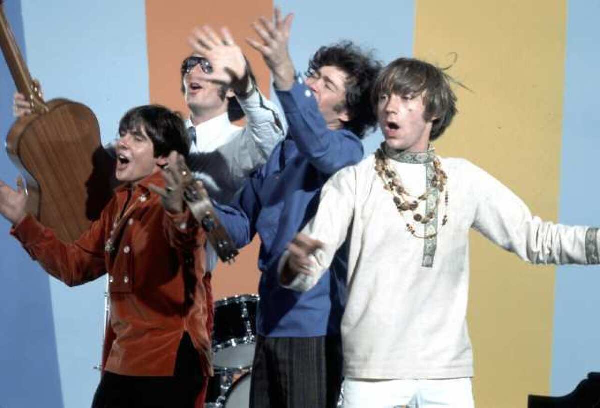 The Monkees, in a circa 1967 photo, will go on a reunion tour with surviving members Michael Nesmith, Micky Dolenz and Peter Tork.