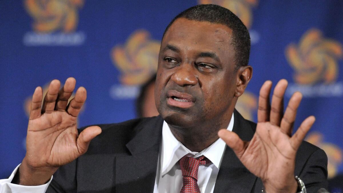 Jeffrey Webb, shown in 2012, was provisionally banned and replaced as the FIFA vice president of CONCACAF after he was indicted by U.S. authorities on corruption charges. He pleaded not guilty and was released on $10-million bail in New York on Saturday.