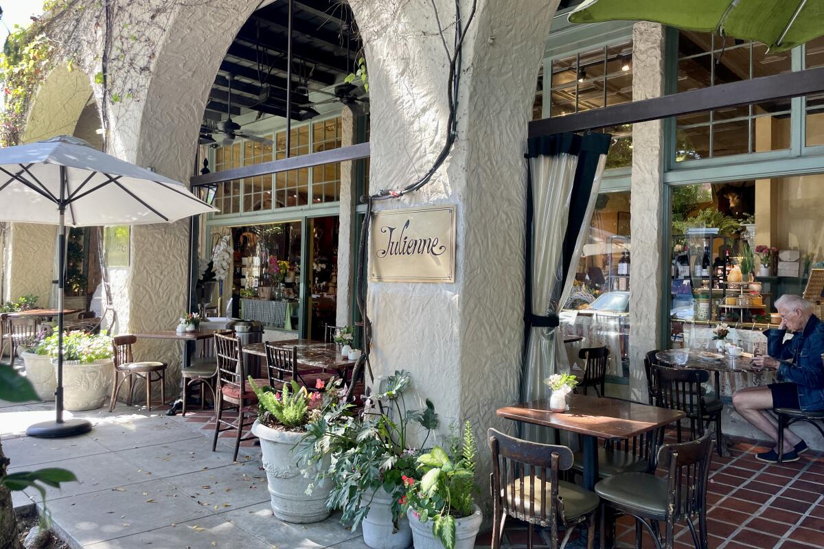 The patio at Julienne Fine Foods in San Marino.