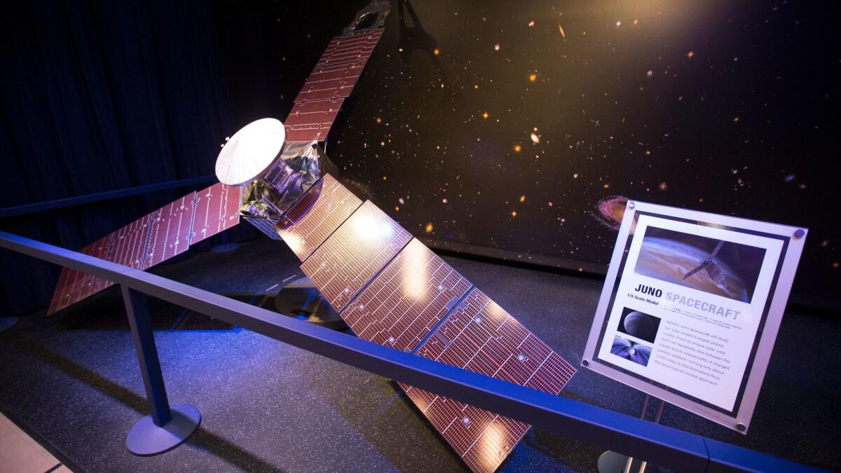 Finley helped design the tones for the Juno spacecraft, a model of which is on display at JPL. (Allen J. Schaben / Los Angeles Times)