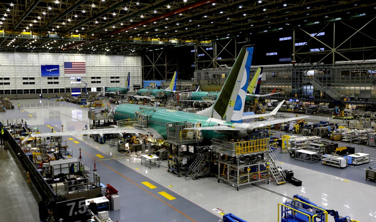 Boeing aircraft being manufactured