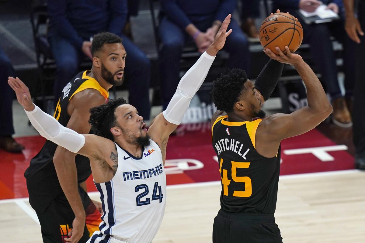 Utah Jazz guard Donovan Mitchell (45)  