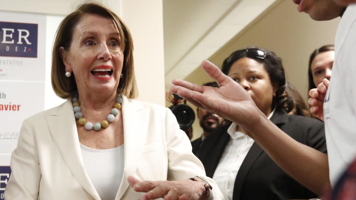 House Minority Leader Nancy Pelosi has a simple message for fellow Democrats: "Just win, baby.'