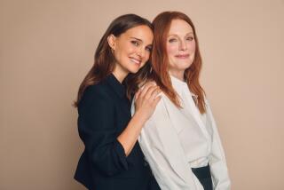 LOS ANGELES, CA - NOV 15: Natalie Portman and Julianne Moore photographed in Four Seasons Hotel in Los Angeles, CA on November 15, 2023. (Benjo Arwas / For The Times)