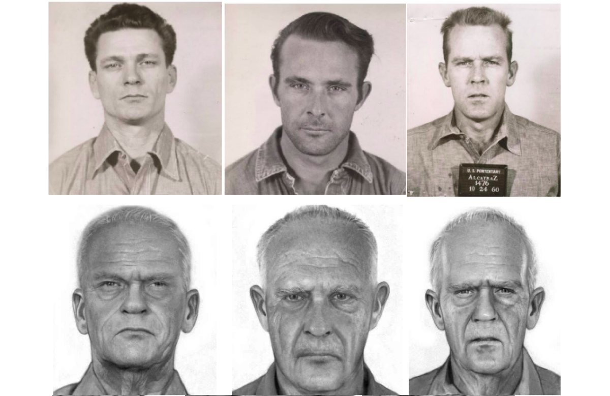 Images of three young men and three old men