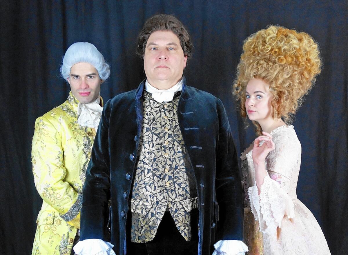 Asher Grodman, Marco Barricelli and Liesel Allen Yeager will perform in South Coast Repertory presentation of "Amadeus," running Friday through June 5.