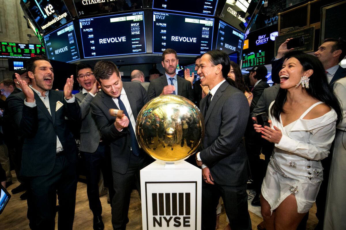 Revolve Group co-CEOs at the New York Stock Exchange
