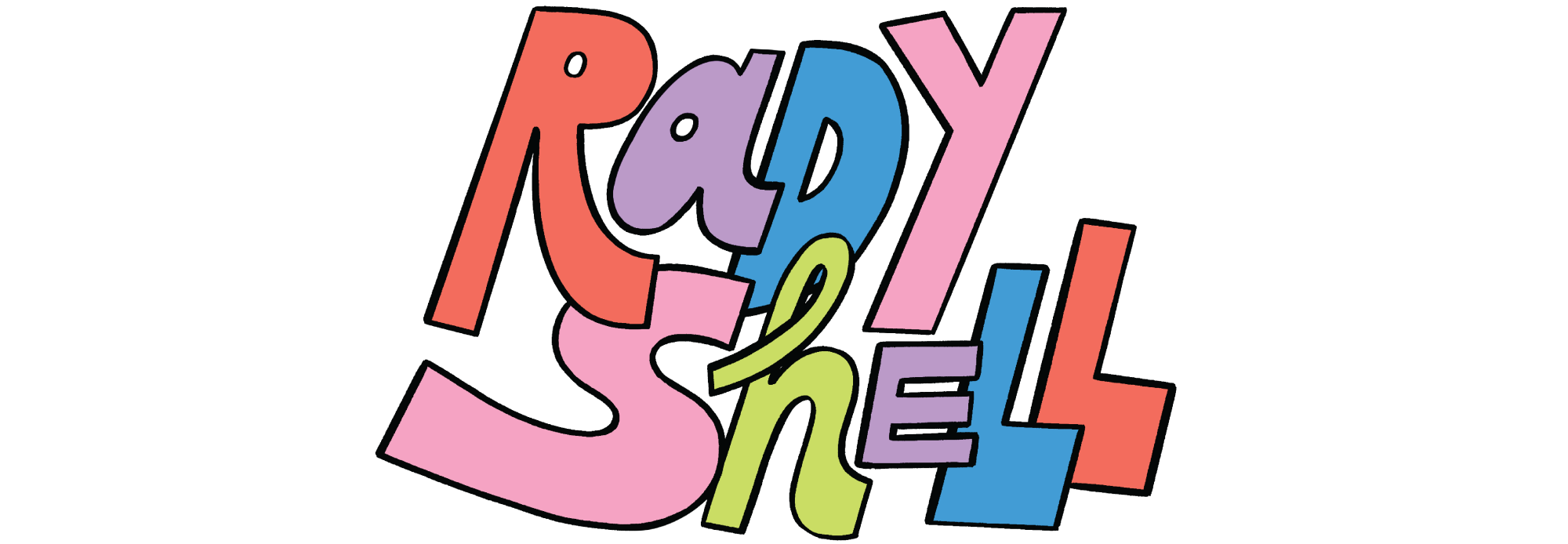 Colorful typography saying "Rady Shell"