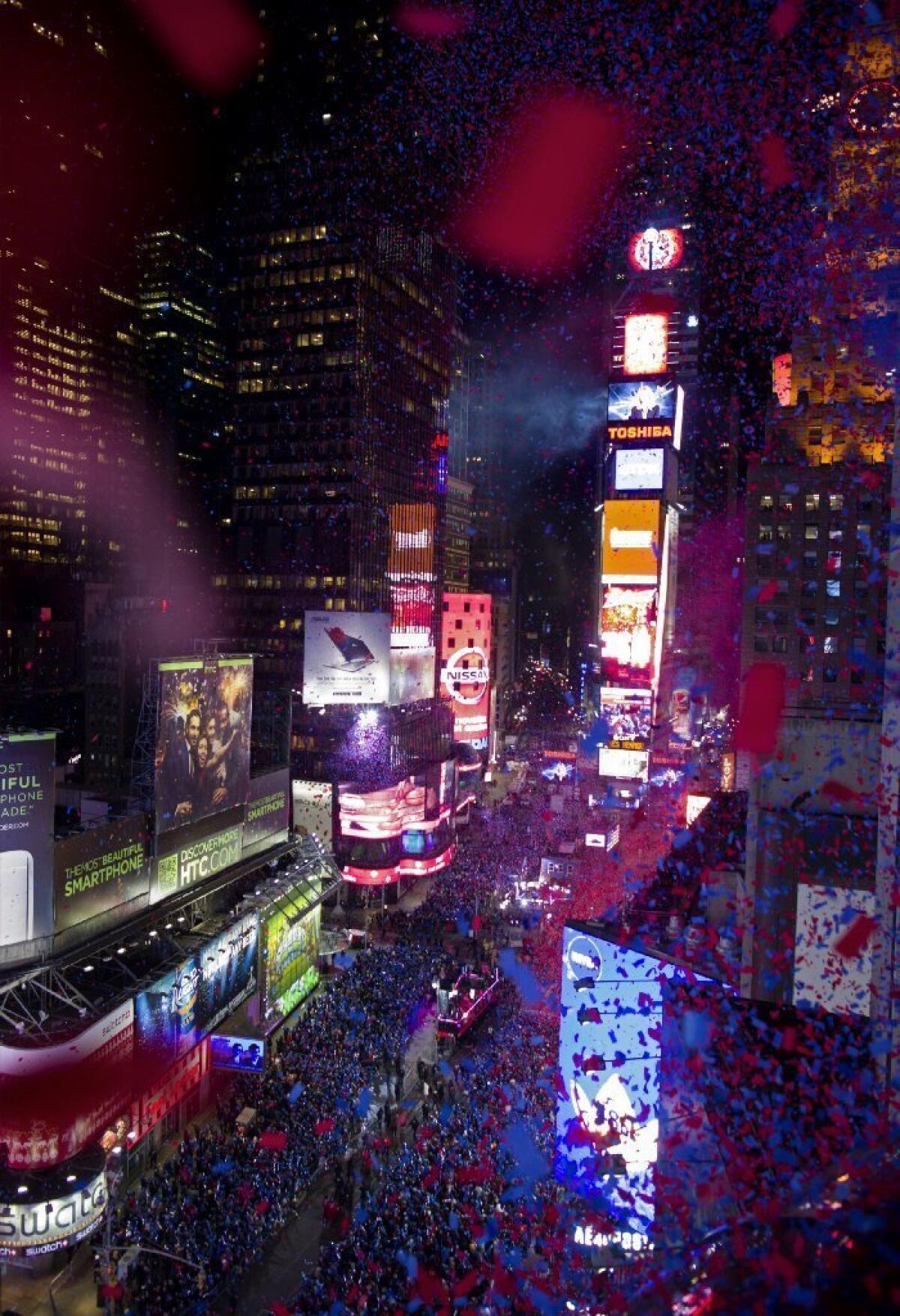 New York's Times Square on New Year's Eve.