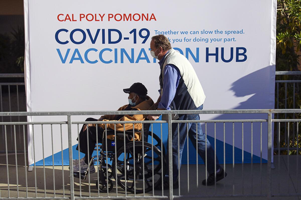 A vaccination site at Cal Poly in Pomona.