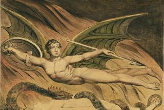 William Blake, "Satan Exulting over Eve," 1795; graphite, pen and black ink and watercolor over a color print