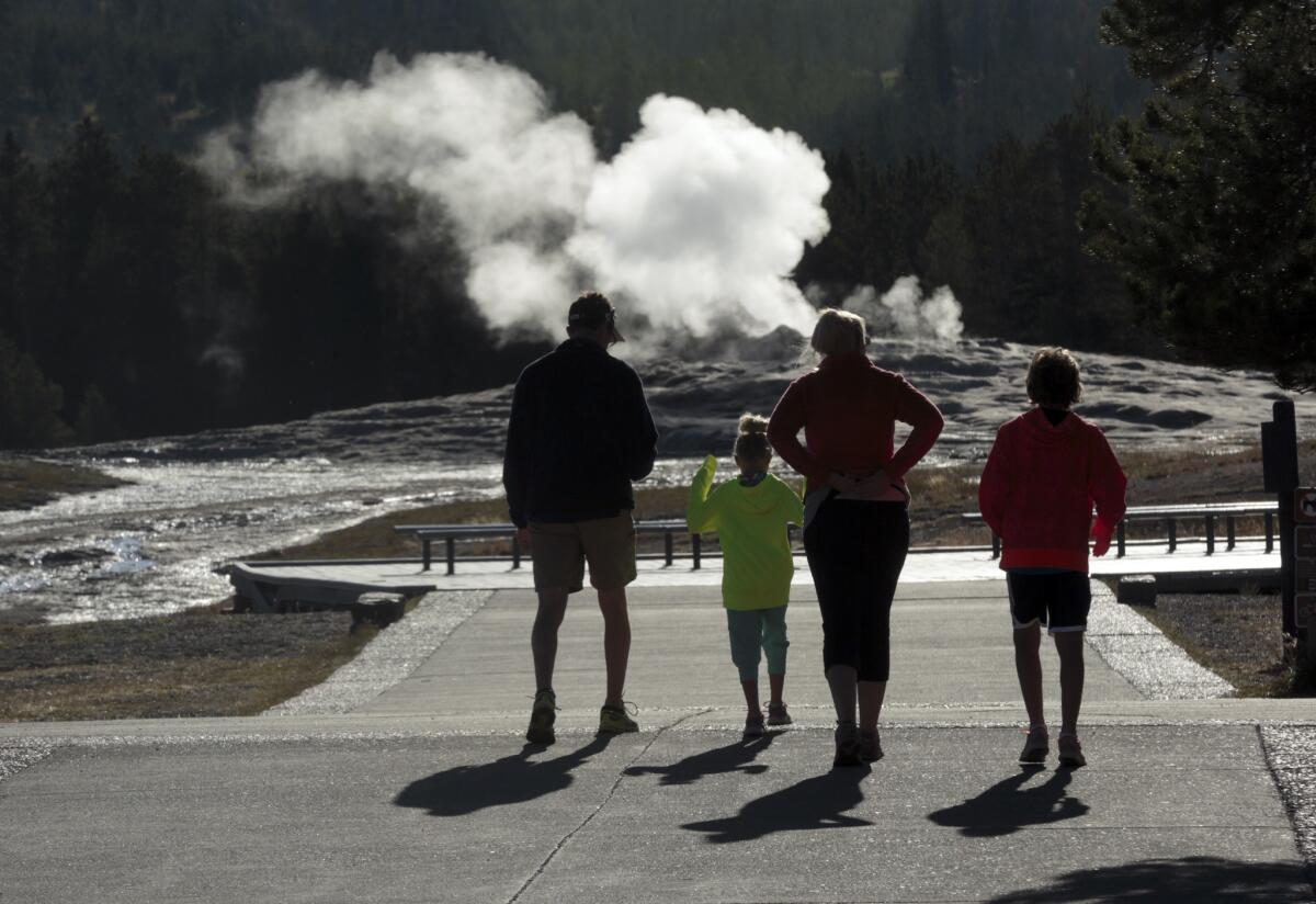 Most of the 3.5 million annual visitors to Yellowstone National Park come to see Old Faithful, the steaming geyser that gushes every few hours.