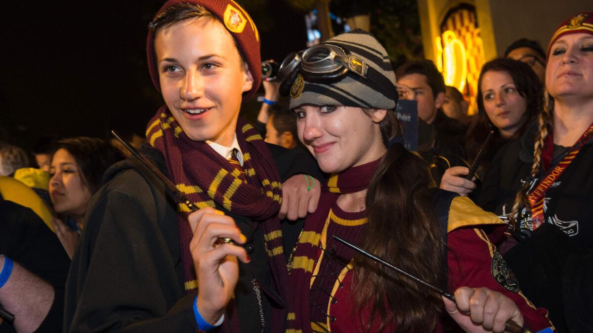"Harry Potter" fans at the grand opening of the "Wizarding World of Harry Potter" at Universal Studios Hollywood.