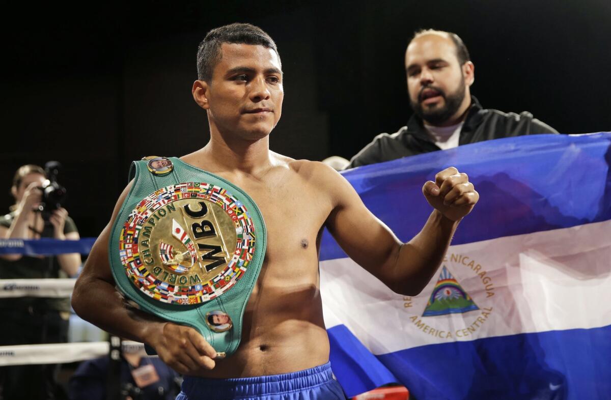 Roman "Chocolatito" Gonzalez poses for pictures during a media work out in New York on Oct. 13.