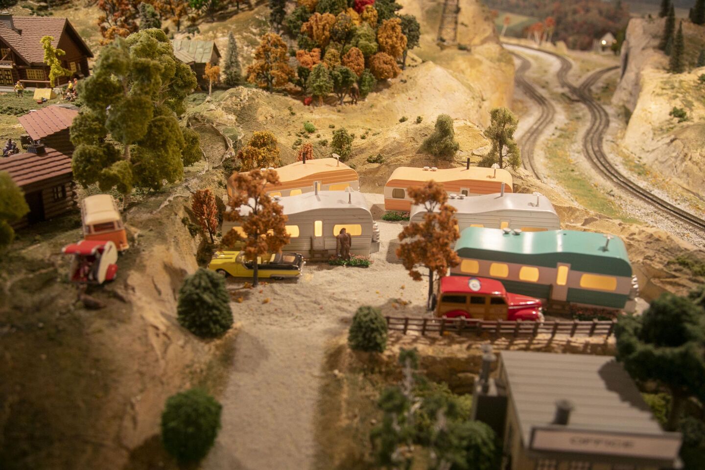 David Lizerbram and his wife Mana Monzavi took over the Old Town Model Railroad Depot, which was in danger of closing. The extensive train layout and its detailed and sometimes humorous dioramas was photographed on Friday, Dec. 13, 2019, at its Old Town, San Diego location.