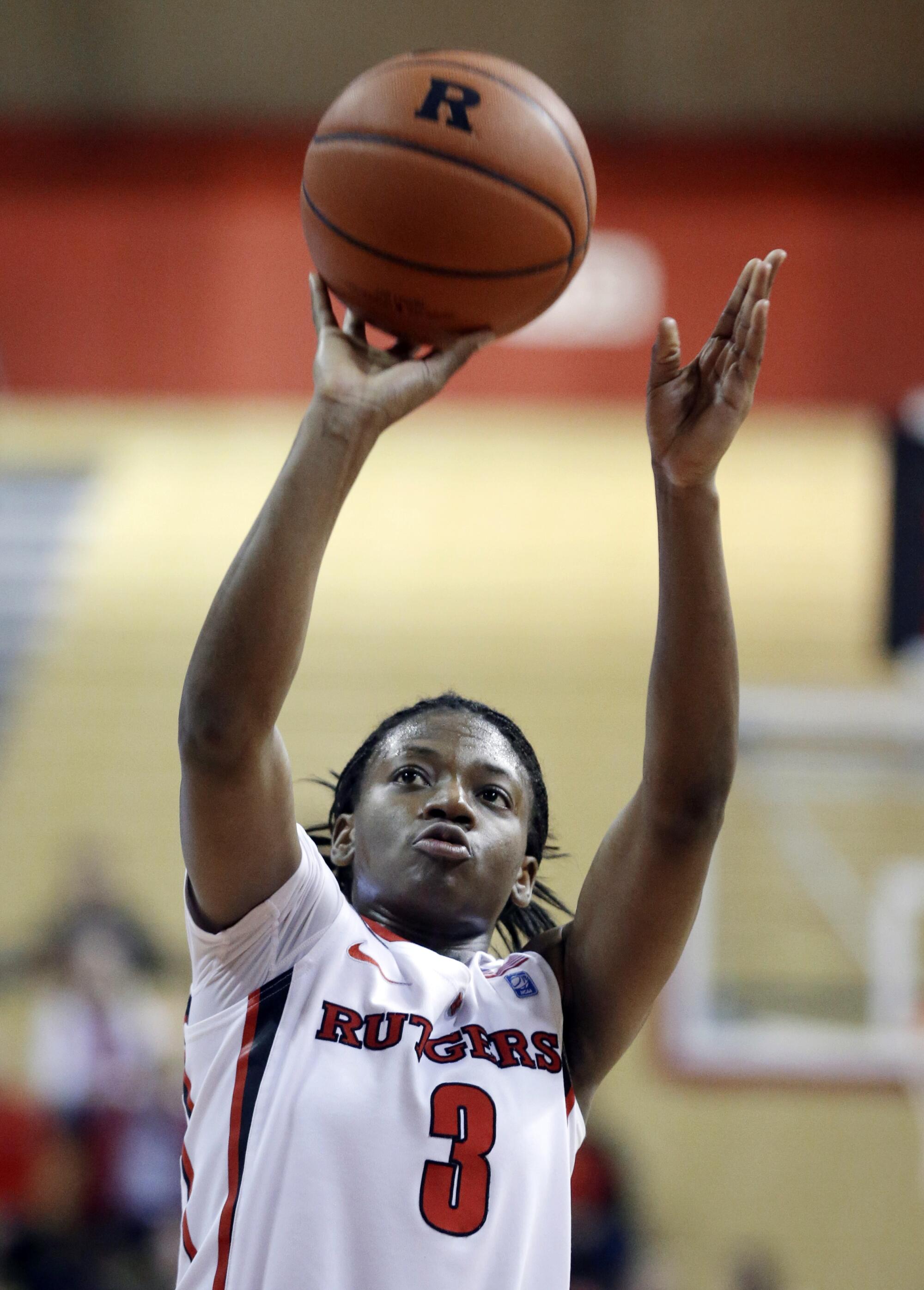Erica Wheeler puts up a shot in 2013 while playing for Rutgers.
