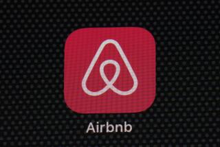 FILE - The Airbnb app icon is seen on an iPad screen, Saturday, May 8, 2021, in Washington. Thousands of Airbnb hosts have agreed to house refugees as part of the online lodging marketplace’s philanthropic program to provide emergency temporary housing to those who need it. (AP Photo/Patrick Semansky, File)