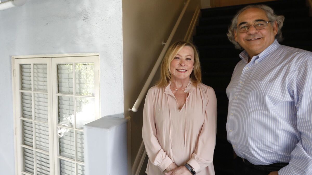 Fox Searchlight co-presidents Nancy Utley and Stephen A. Gilula at the studio's headquarters in Los Angeles on Jan. 24.