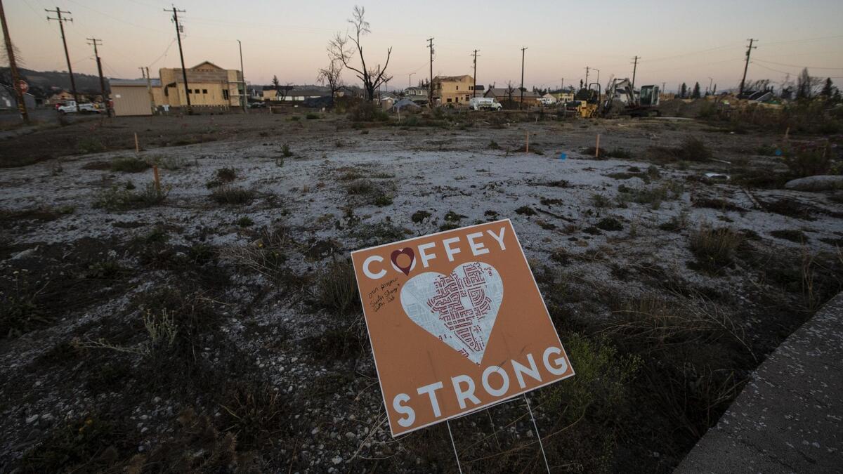 A sign where a home once stood on Scarlett Place in the Coffey Park neighborhood of Santa Rosa.
