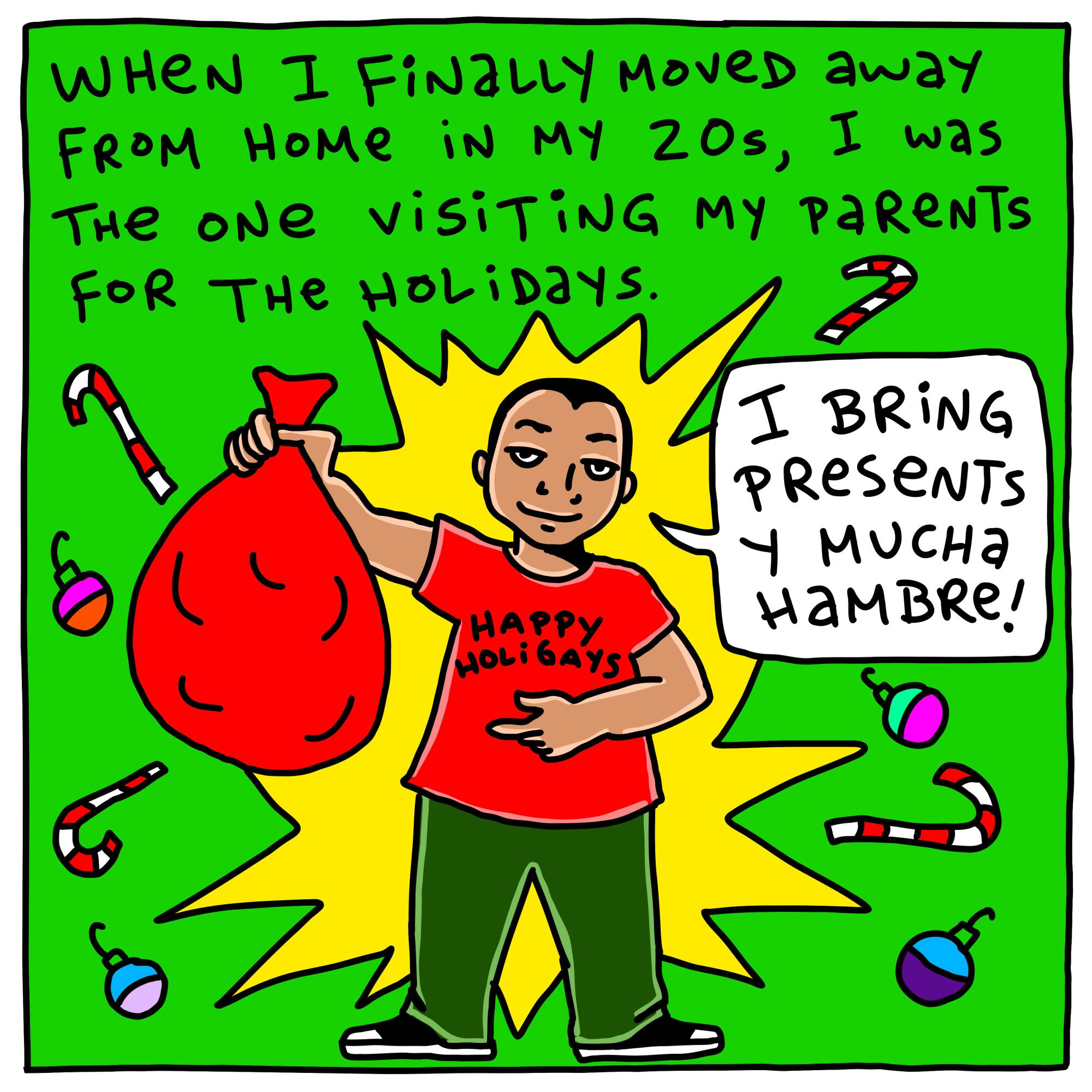 When I finally moved away from home in my 20s, I was the one visiting my parents for the holidays 