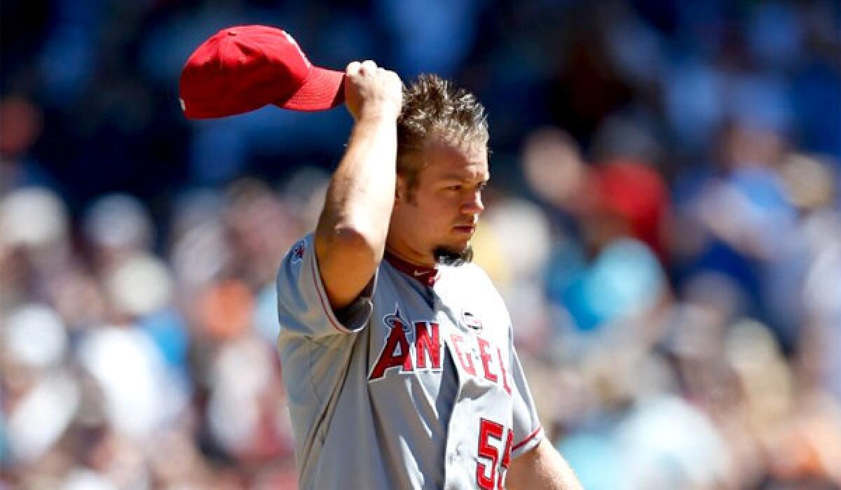 Joe Blanton has been removed from the Angels' starting rotation, he will be replaced by Garrett Richards who will start Saturday against the Oakland Athletics.