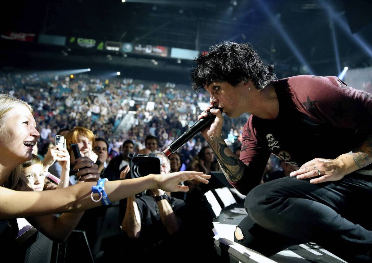 Frontman Billie Joe Armstrong of Green Day performs onstage during the 2012 iHeartRadio Music Festival in September.