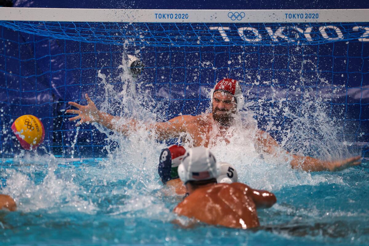 U.S. goalkeeper Alex Wolf can't stop a shot by Hungary during a match on Saturday.