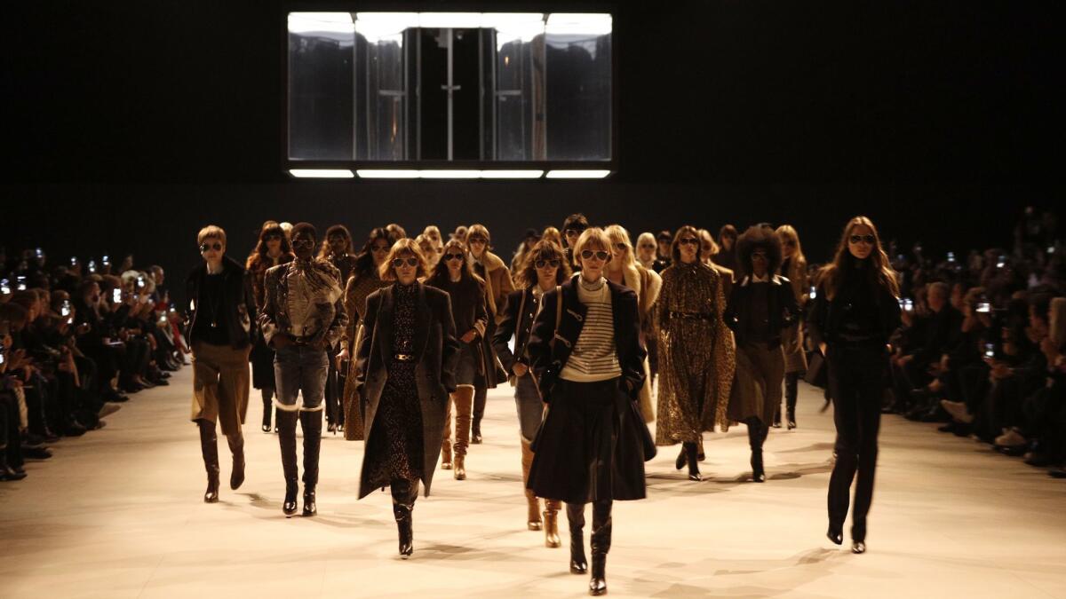The finale of the Celine fall and winter women's runway collection, presented Friday during Paris Fashion Week.