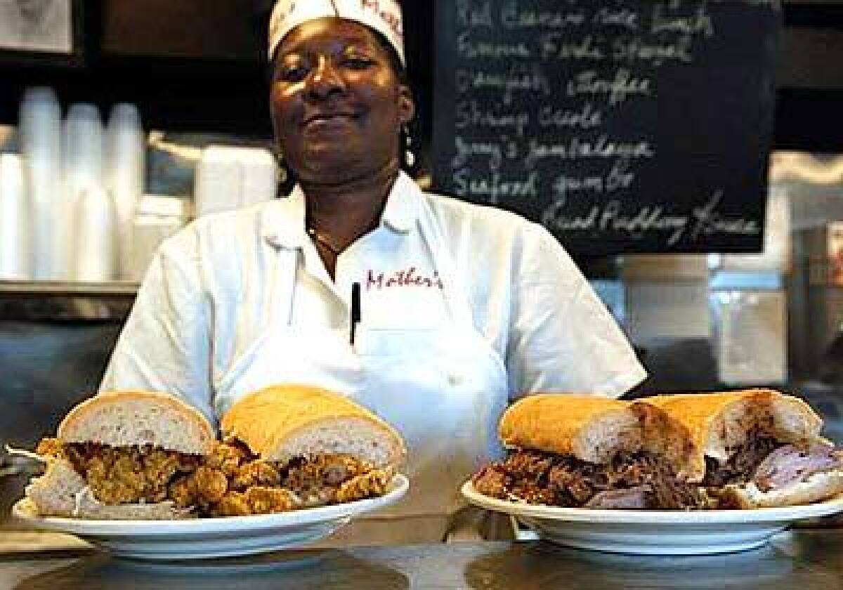 Rochon Armwood of Mother's in New Orleans stands firmly behind the restaurant's po' boys. Its speciality is the Famous Ferdi: ham and roast beef.