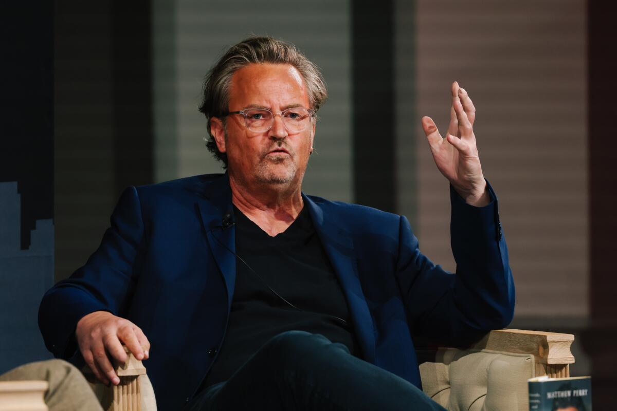 Actor Matthew Perry speaks about his memoir during the 28th annual Los Angeles Times Festival of Books.