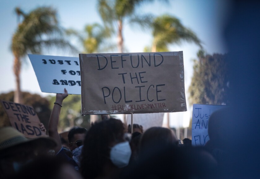 A protest at the Compton Sheriffs' Office on Sunday