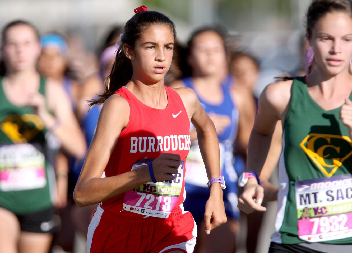 Burroughs High School's Emily Virtue won 3rd place in the girl's varsity high school division 1 & 2 individual sweepstakes blue wristband race at the 68th annual Mt. SAC Cross Country Invitational in Walnut on Saturday, October 24, 2015.