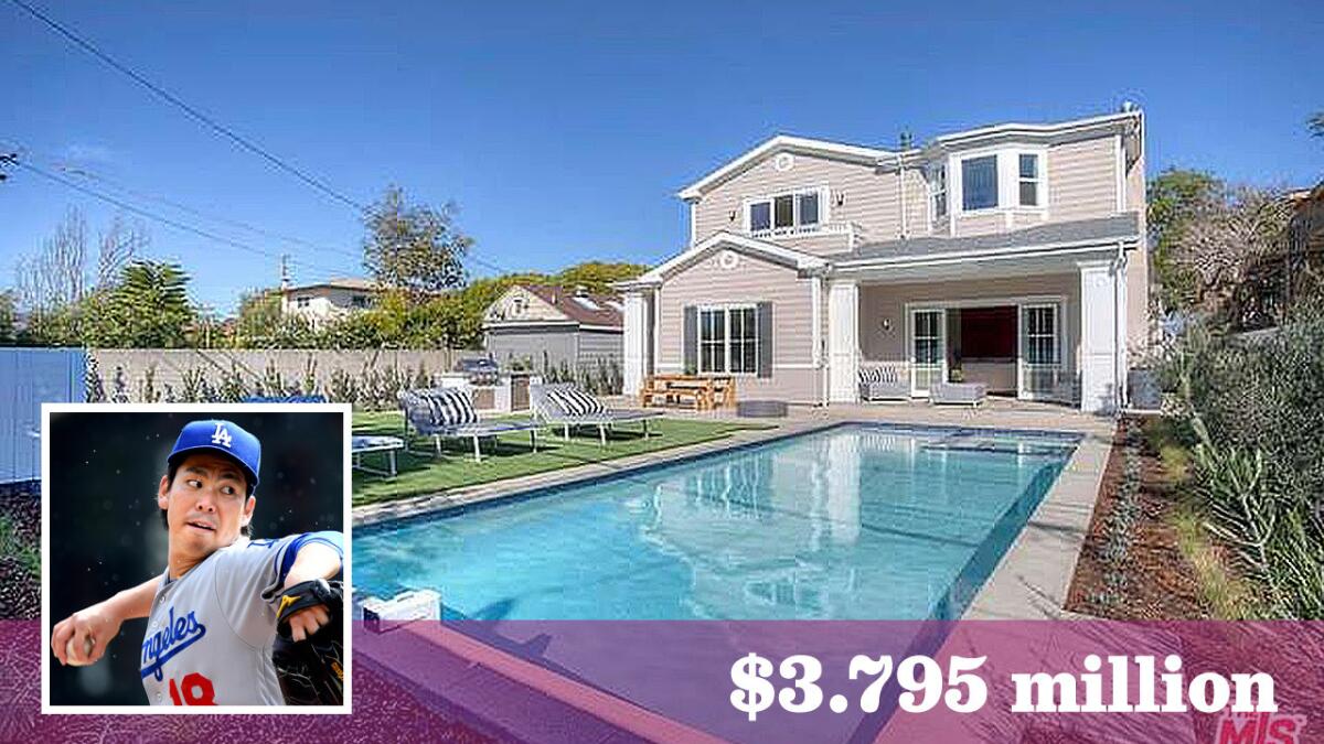 Los Angeles Dodgers pitcher Kenta Maeda has bought a newly built home in Santa Monica for $3.795 million.