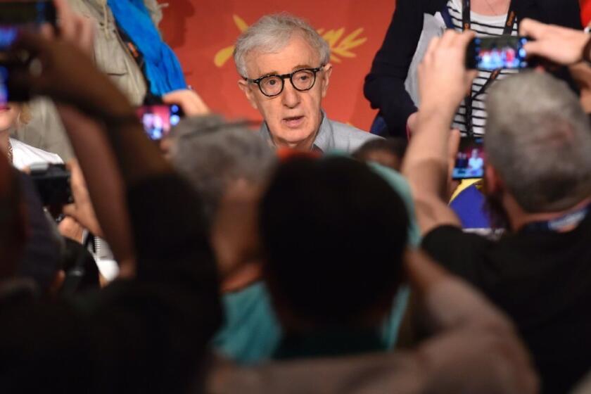 Woody Allen attends a news conference Wednesday at the Cannes Film Festival for his latest film, "Cafe Society."