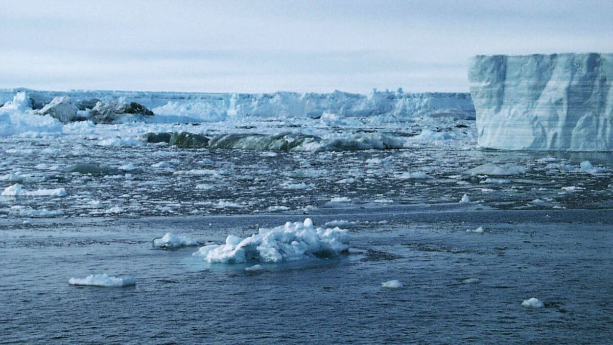 A part of the Larsen B ice shelf in Antarctica, after it collapsed in 2002. Taken from the British Antarctic Survey (BAS) ship James Clark Ross.
