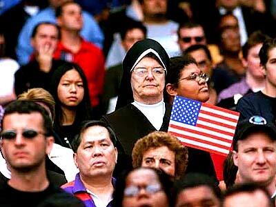 An unidentified nun during "A Prayer For America'" held for victims