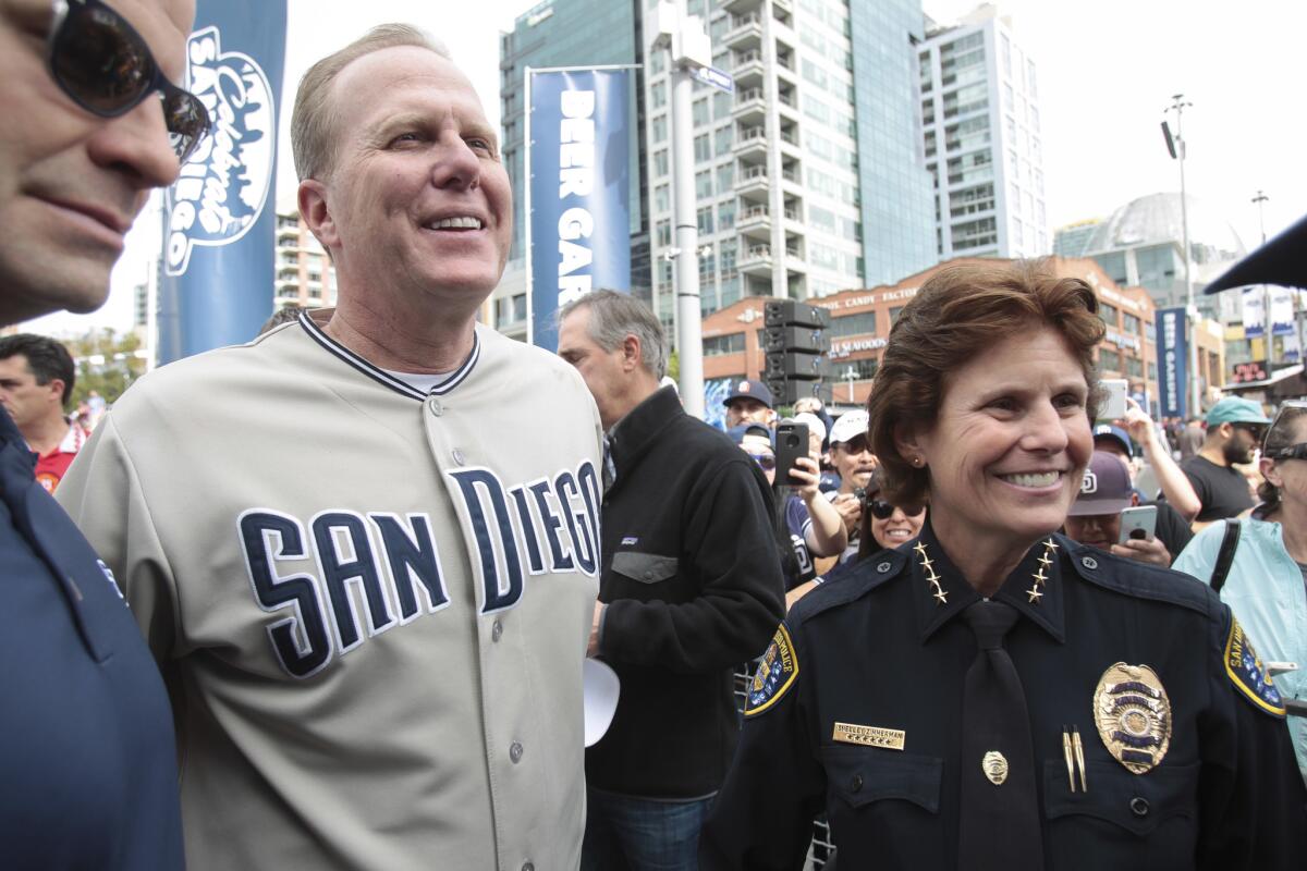 San Diego Mayor Kevin Faulconer at the Celebrate San Diego Rally at Petco Park.