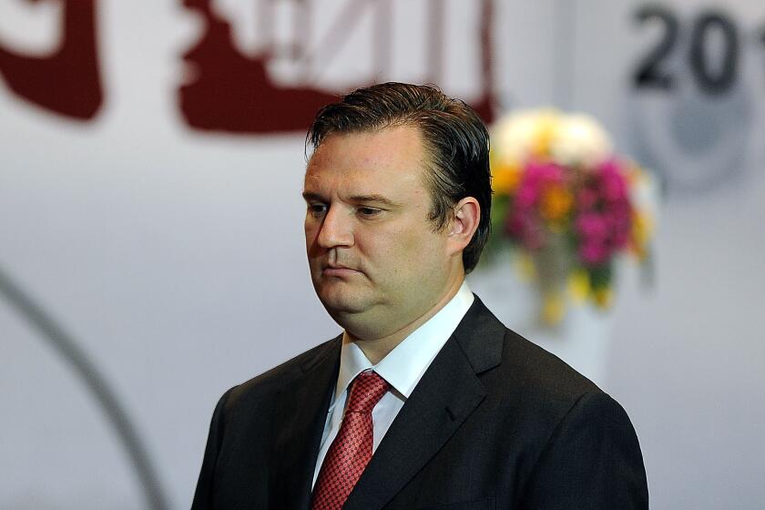 Houston Rockets general manager Daryl Morey attends Yao Ming's press conference announcing his retirement from basketball on July 20, 2011 in Shanghai, China. (Photo by Visual China Group via Getty Images)