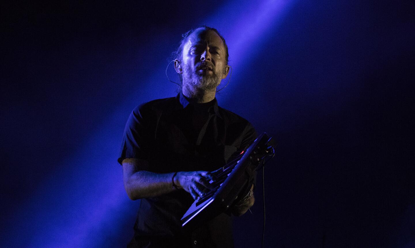 Radiohead's Thom Yorke onstage at the Coachella Valley Music and Arts Festival, 2017.