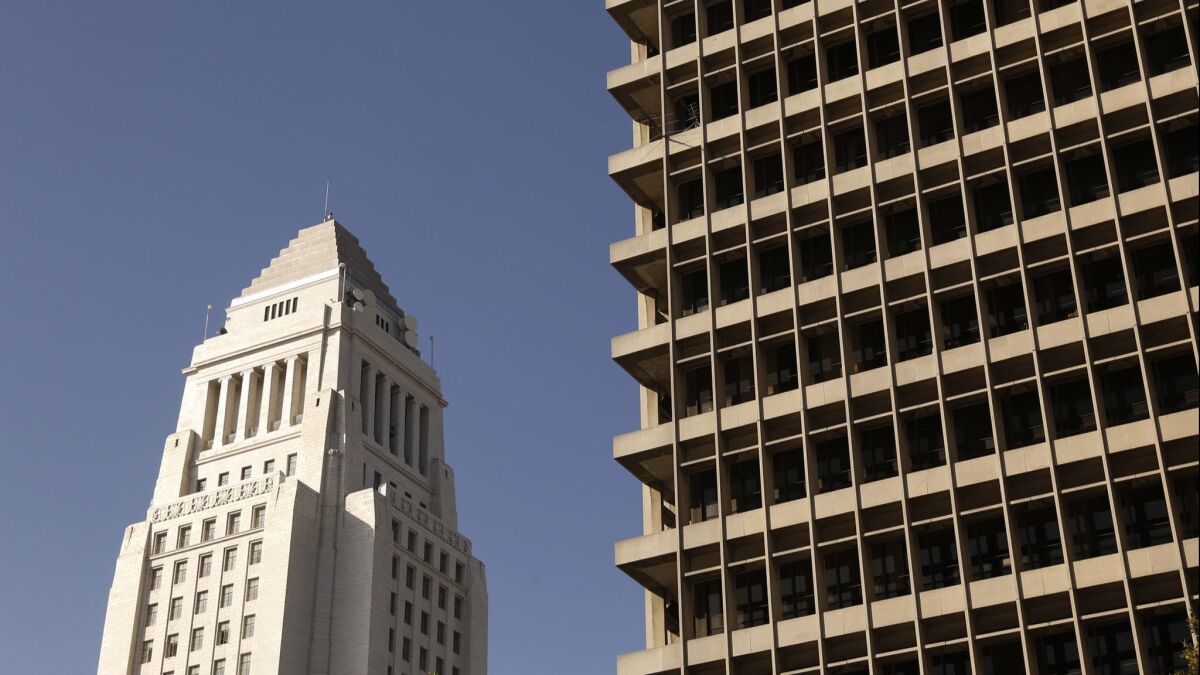 The Clara Shortridge Foltz Criminal Justice Center, the county courthouse located between Broadway and Spring, in downtown Los Angeles on May 18, 2017.