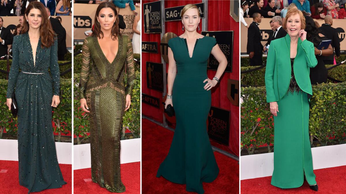 Among those going green on the SAG Awards red carpet were, from left, Marisa Tomei, Eva Longoria, Kate Winslet and Carol Burnett