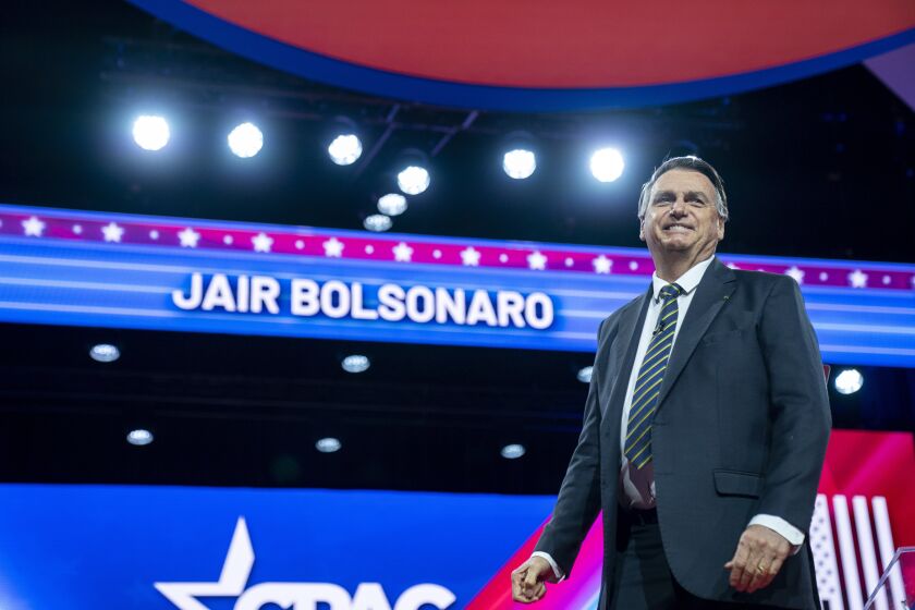 Former Brazilian President Jair Bolsonaro attends the Conservative Political Action Conference, CPAC 2023, Saturday, March 4, 2023, at National Harbor in Oxon Hill, Md. (AP Photo/Alex Brandon)
