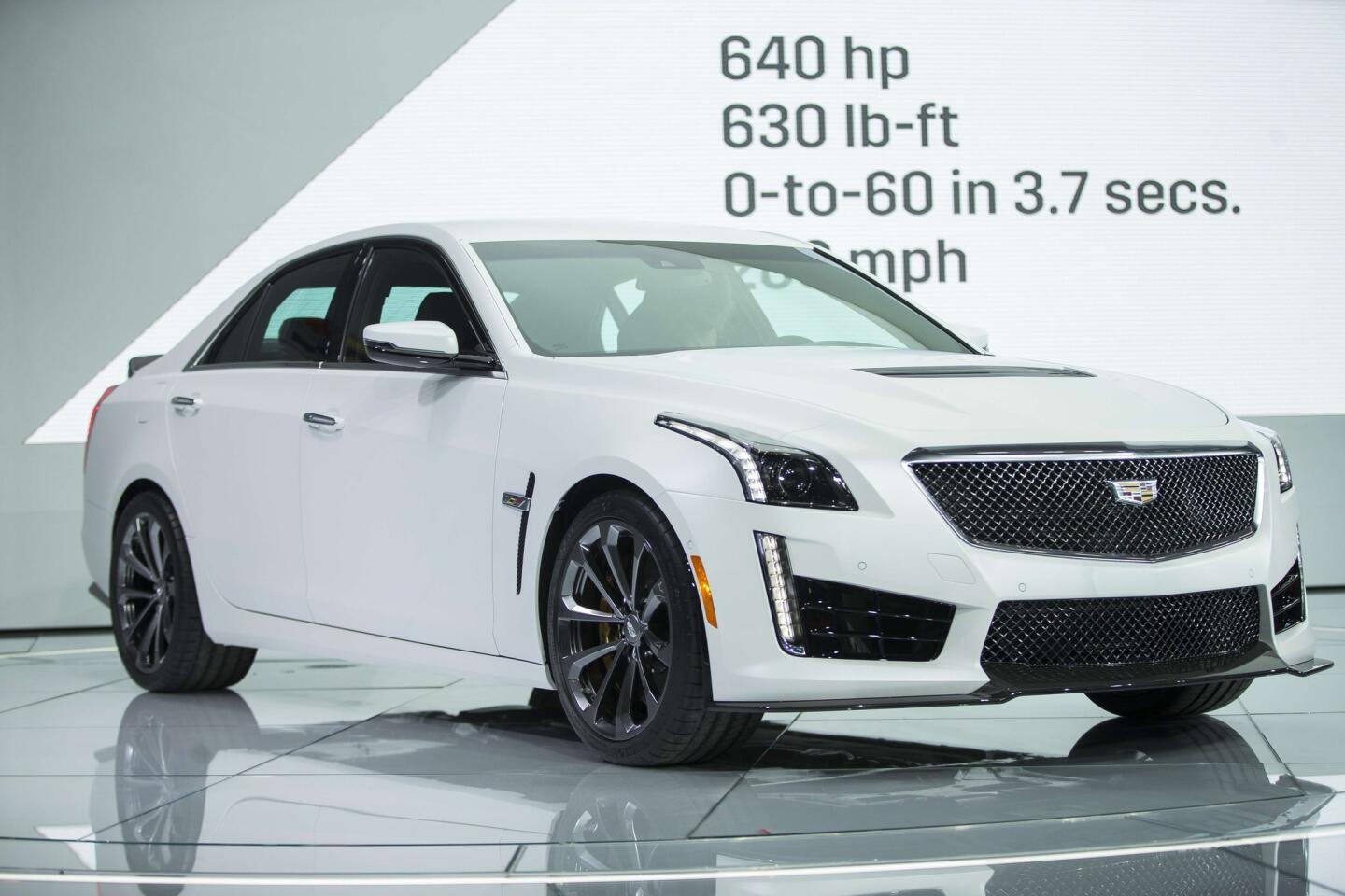 The 640-horsepower Cadillac CTS-V is unveiled at the 2015 Detroit Auto Show.