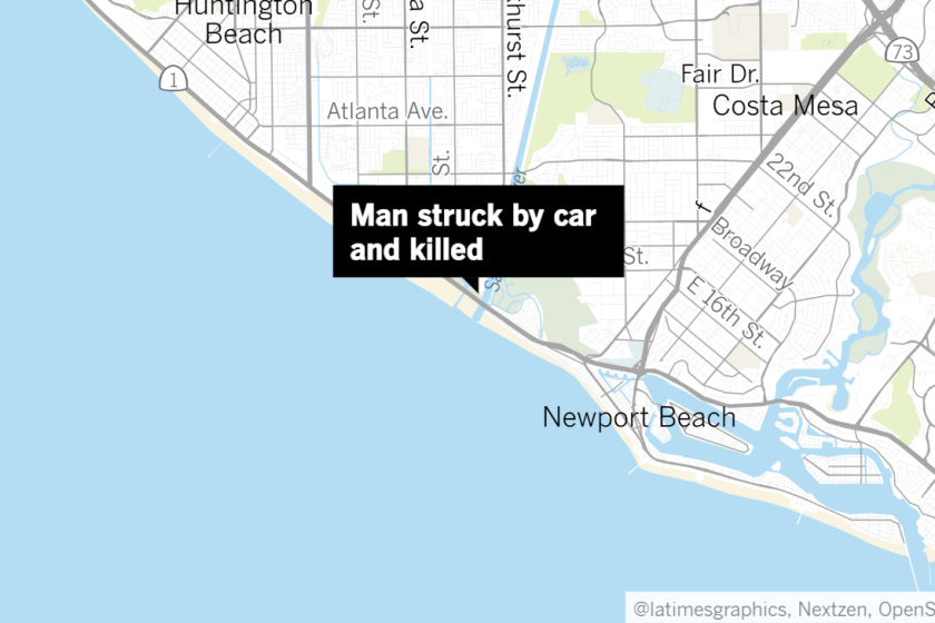 A 79-year-old Santa Ana man was struck by a car and killed in Huntington Beach on Wednesday morning.