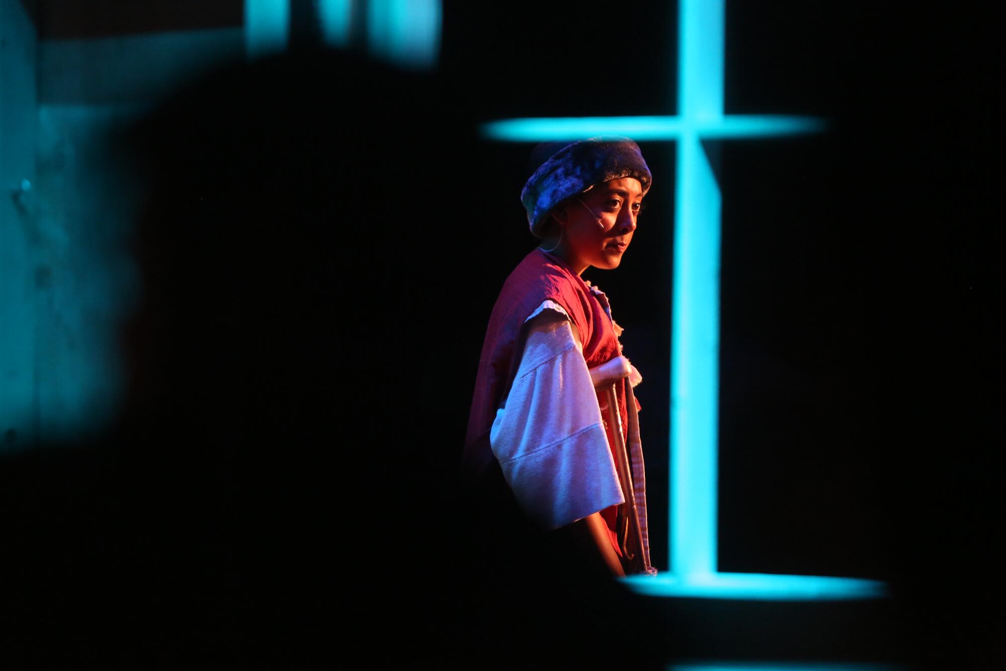 Monique Ramirez performs during a final dress rehearsal of "Amahl and the Night Visitors," at LA County High School for the Arts on November 15, 2019.