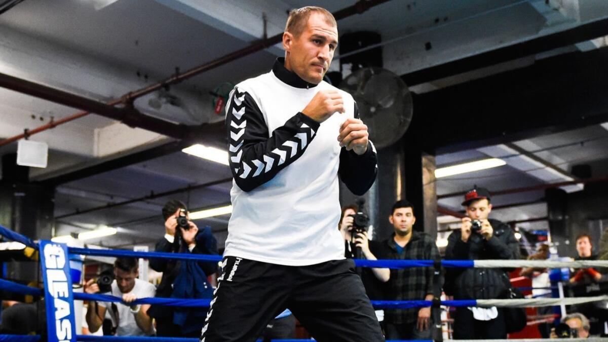 Russian boxer Sergey Kovalev works out Nov. 4, 2014, in Brooklyn.