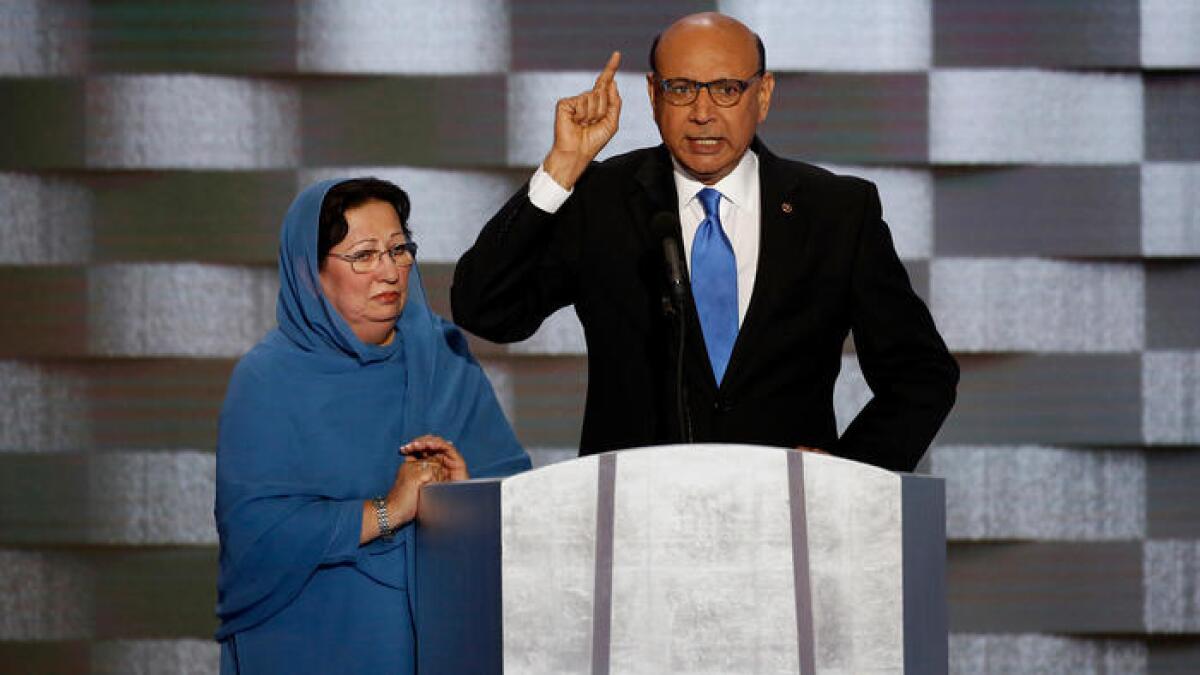 Ghazala and Khizr Khan at the Democratic National Convention.