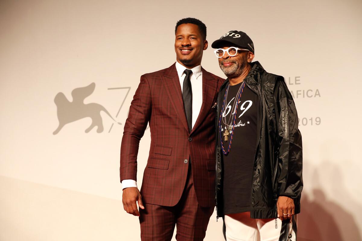 Nate Parker and Spike Lee at the "American Skin" red carpet for the 76th Venice Film Festival.