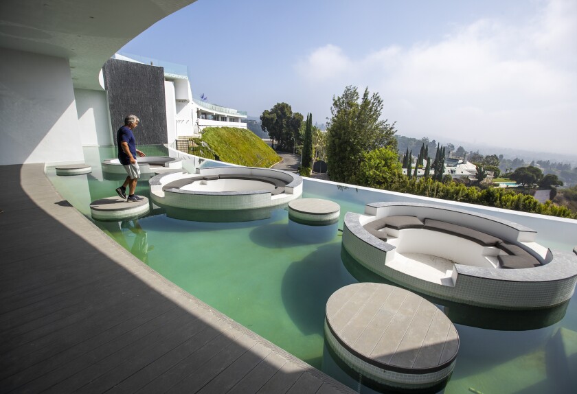 Court-appointed receiver Ted Lanes at the property's floating lounge.